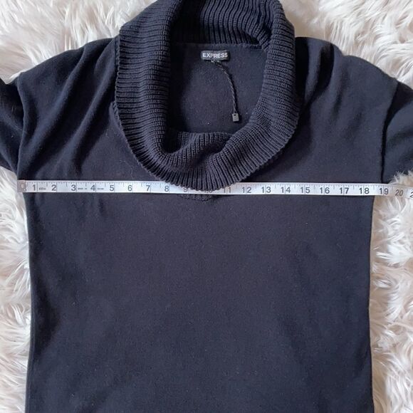 Express Black Short Sleeve Cowl Neck Knit Pullover Sweater (Size:XS) - Picture 7 of 13